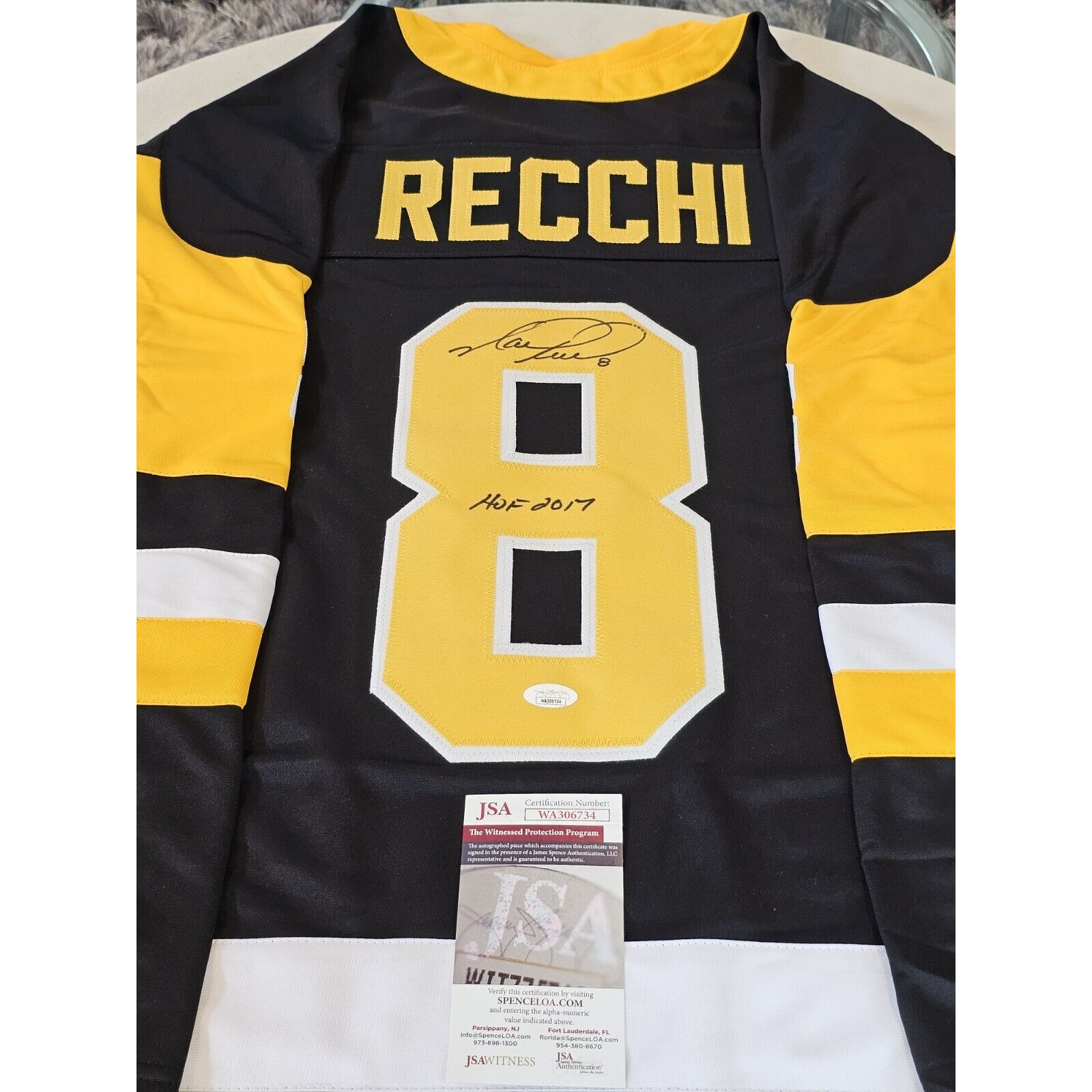 Mark Recchi Autographed/Signed Jersey Jsa Coa Black Custom Jersey